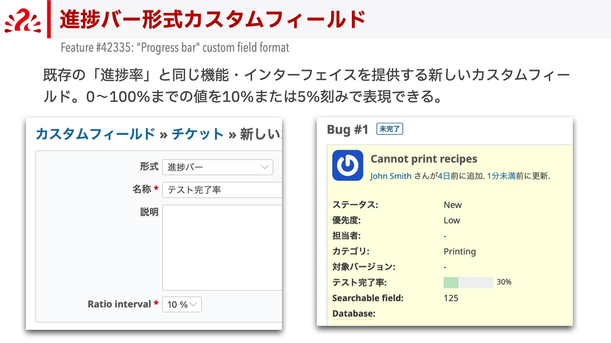 進捗バー形式カスタムフィールド
